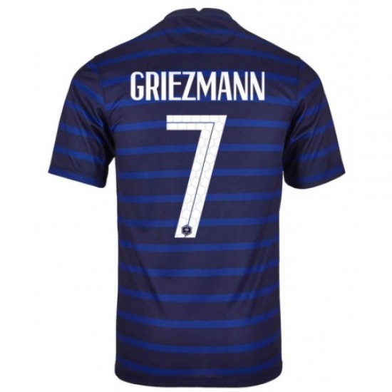 Camisola França Antoine Griezmann 7 Equipamento Primeiro Euro 2020 Manga Curta